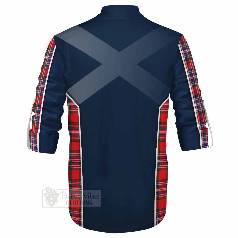 Tartan Vibes Clothing MacFarlane (McFarlane) Tartan Ghillie Kilt Shirt with Family Crest and Lion Rampant Vibes Sport Style