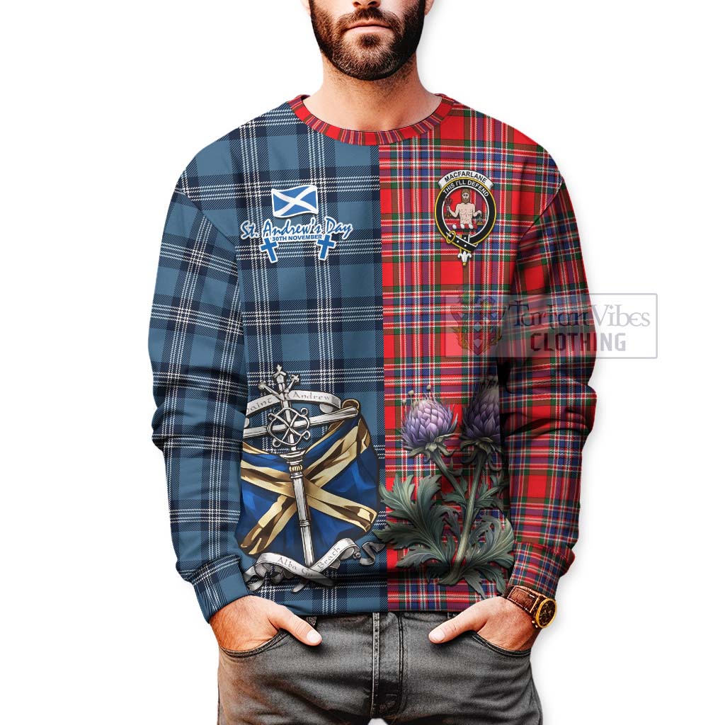 Tartan Vibes Clothing MacFarlane (McFarlane) Tartan Sweatshirt Happy St. Andrew's Day Half Tartan Style