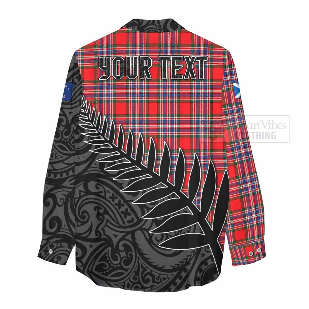 Tartan Vibes Clothing MacFarlane (McFarlane) Crest Tartan Women's Casual Shirt with New Zealand Silver Fern Half Style