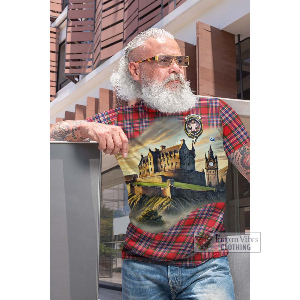 Tartan Vibes Clothing MacFarlane (McFarlane) Tartan Family Crest Cotton T-shirt with Scottish Ancient Castle Style