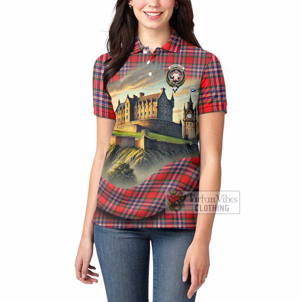 Tartan Vibes Clothing MacFarlane (McFarlane) Tartan Family Crest Women's Polo Shirt with Scottish Ancient Castle Stype