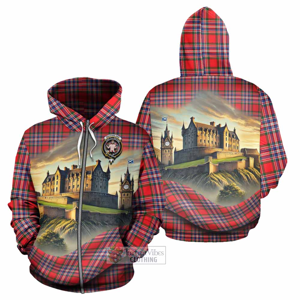 Tartan Vibes Clothing MacFarlane (McFarlane) Tartan Family Crest Hoodie with Scottish Ancient Castle Style