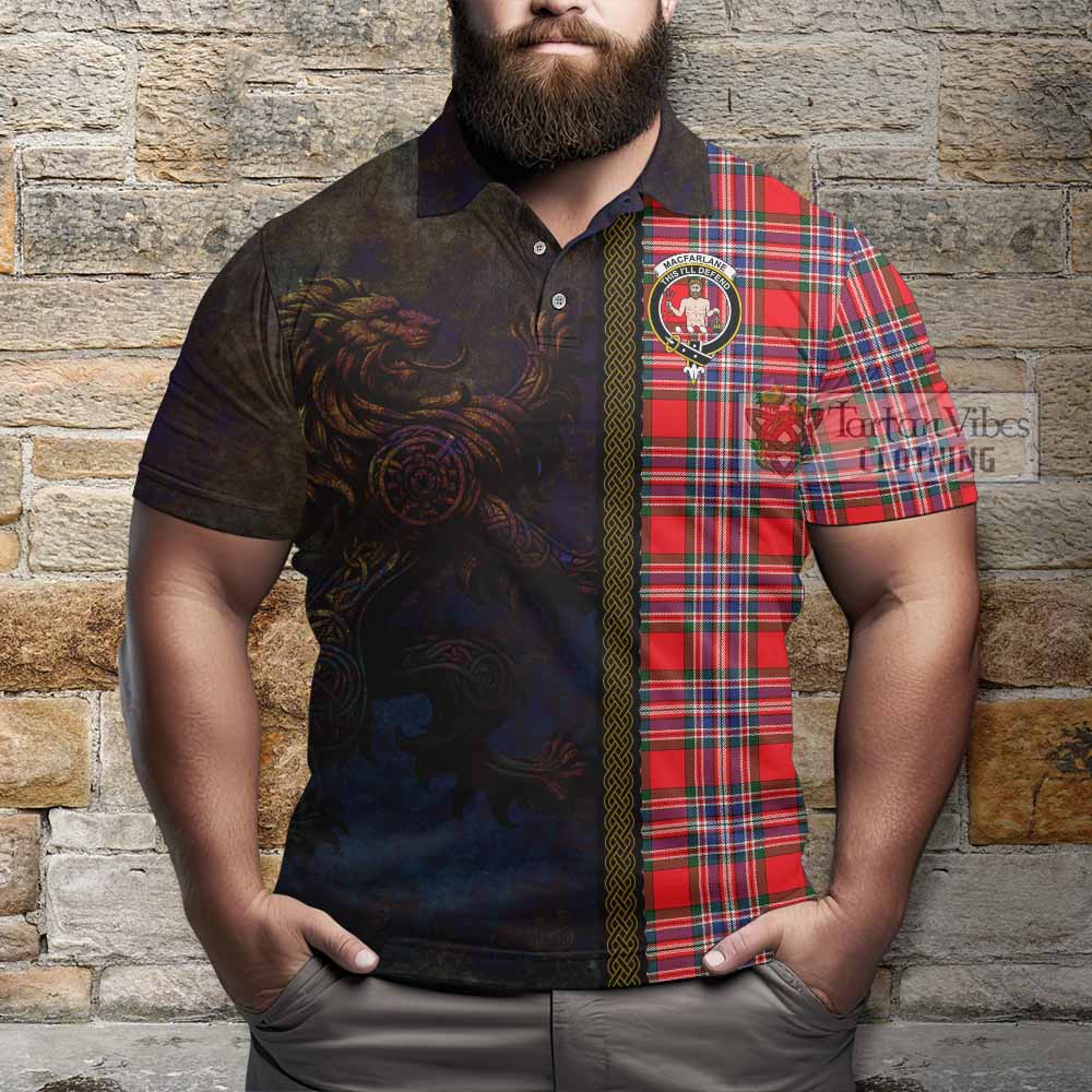 Tartan Vibes Clothing MacFarlane (McFarlane) Tartan Family Crest Polo Shirt Alba Gu Brath Be Brave Lion Ancient Style
