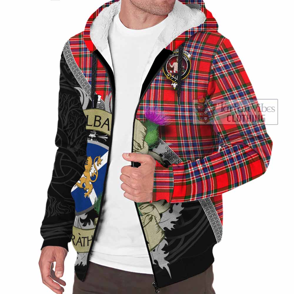 Tartan Vibes Clothing MacFarlane (McFarlane) Tartan Family Crest Sherpa Hoodie Lion Rampant Royal Thistle Shield Celtic Inspired