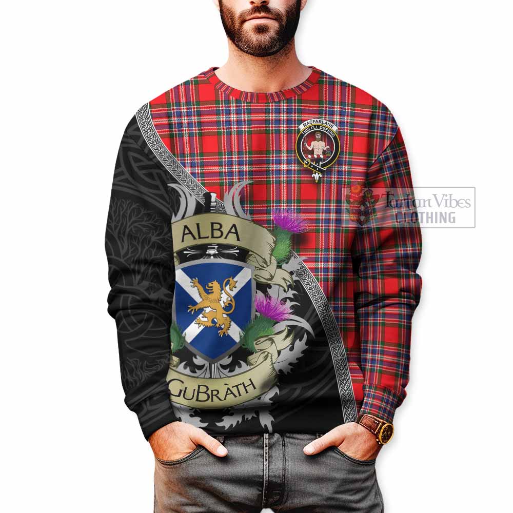 Tartan Vibes Clothing MacFarlane (McFarlane) Tartan Family Crest Sweatshirt Lion Rampant Royal Thistle Shield Celtic Inspired