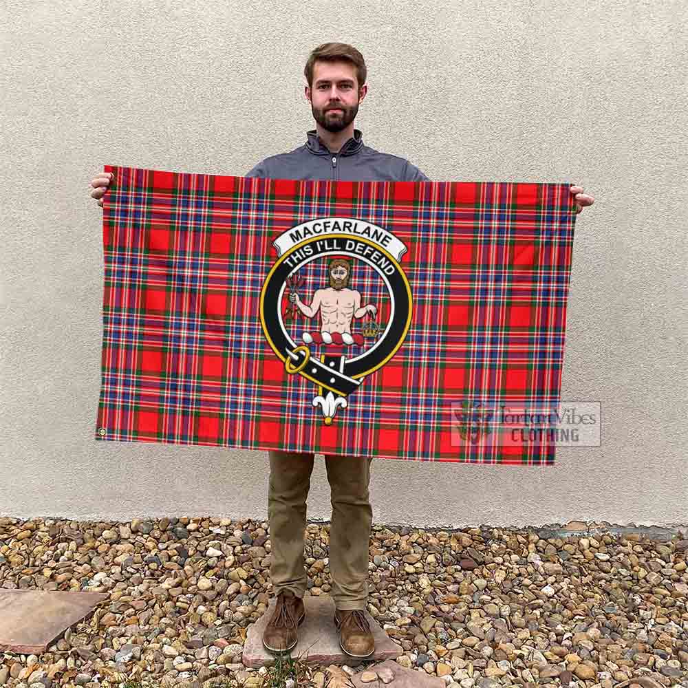 Tartan Vibes Clothing MacFarlane (McFarlane) Tartan House Flag with Family Crest