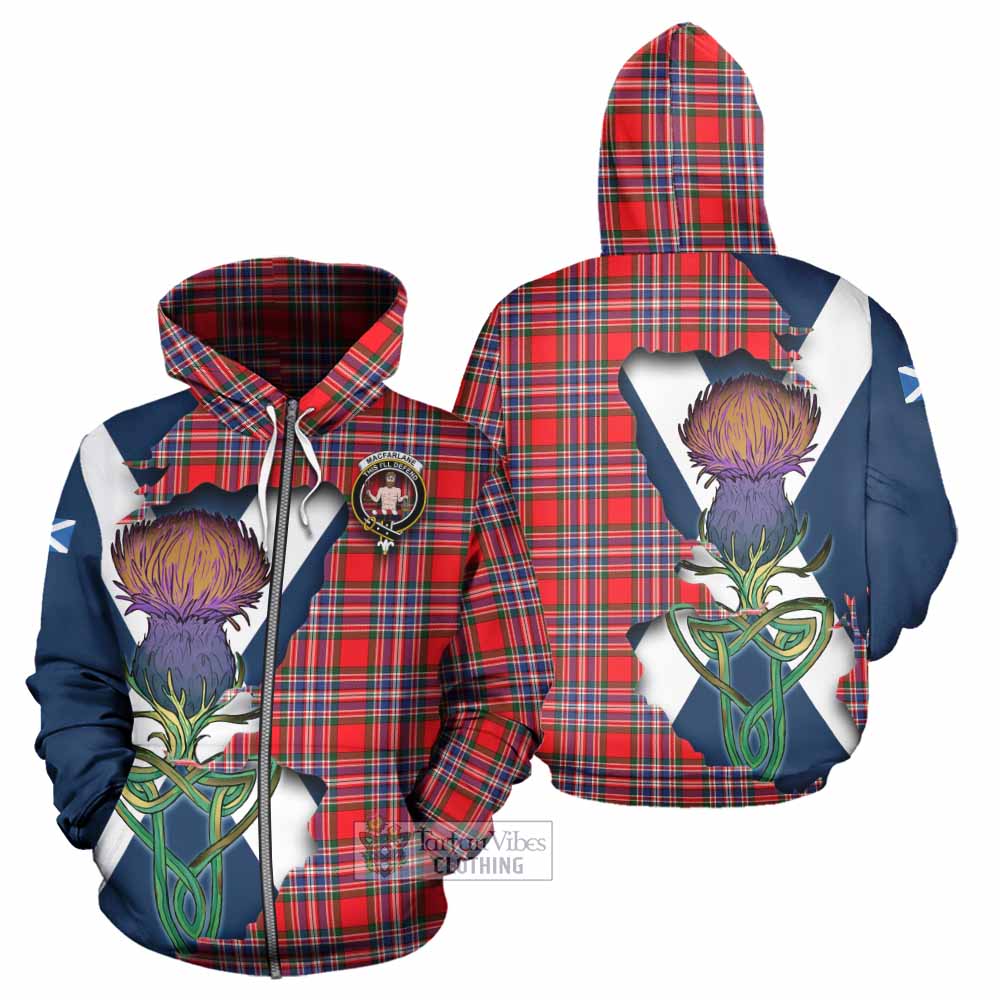 Tartan Vibes Clothing MacFarlane (McFarlane) Tartan Family Crest Hoodie Scottish Thistle Celtic Inspired