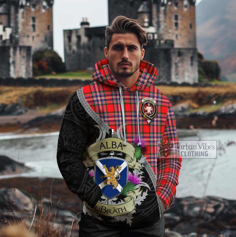 Tartan Vibes Clothing MacFarlane (McFarlane) Tartan Family Crest Cotton Hoodie Lion Rampant Royal Thistle Shield Celtic Inspired