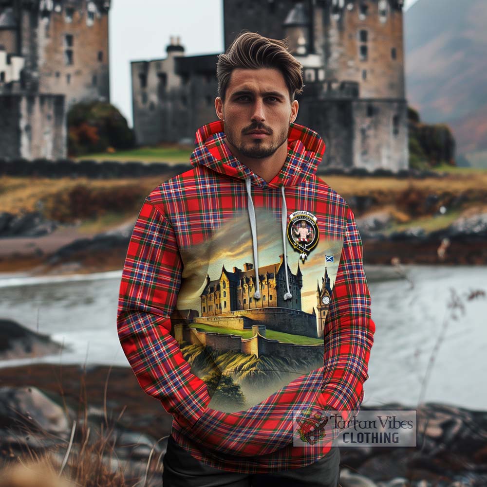 Tartan Vibes Clothing MacFarlane (McFarlane) Tartan Family Crest Cotton Hoodie with Scottish Ancient Castle Style