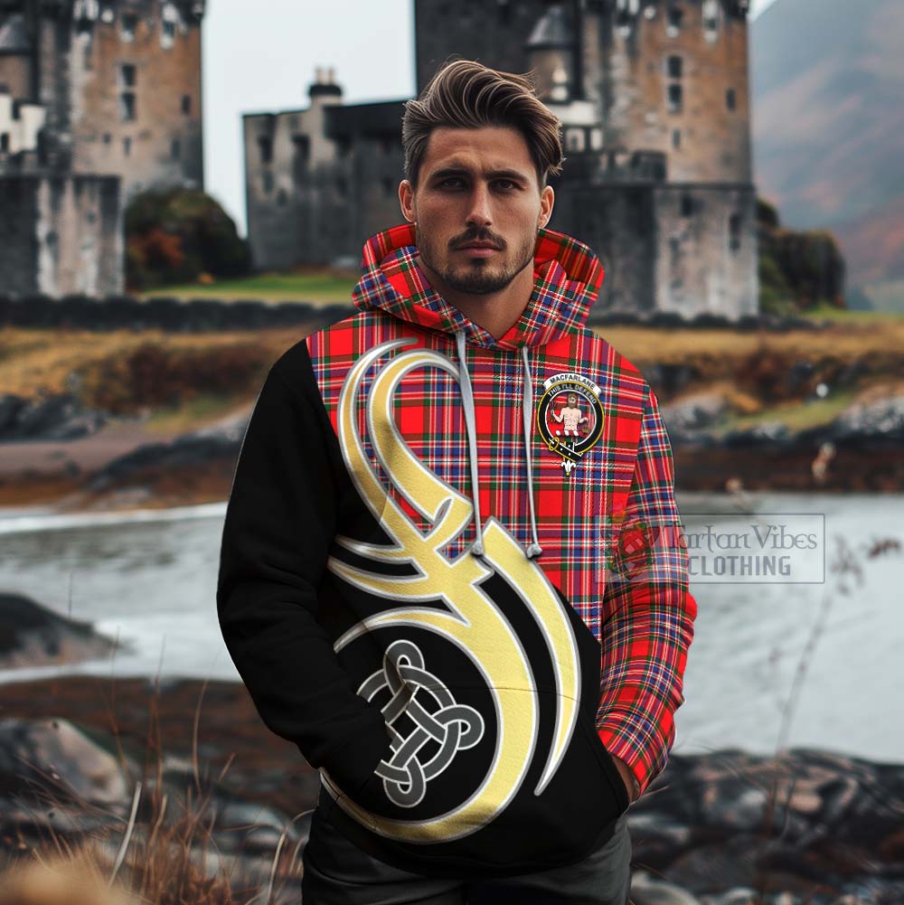 Tartan Vibes Clothing MacFarlane (McFarlane) Tartan Cotton Hoodie with Family Crest and Celtic Symbol Style