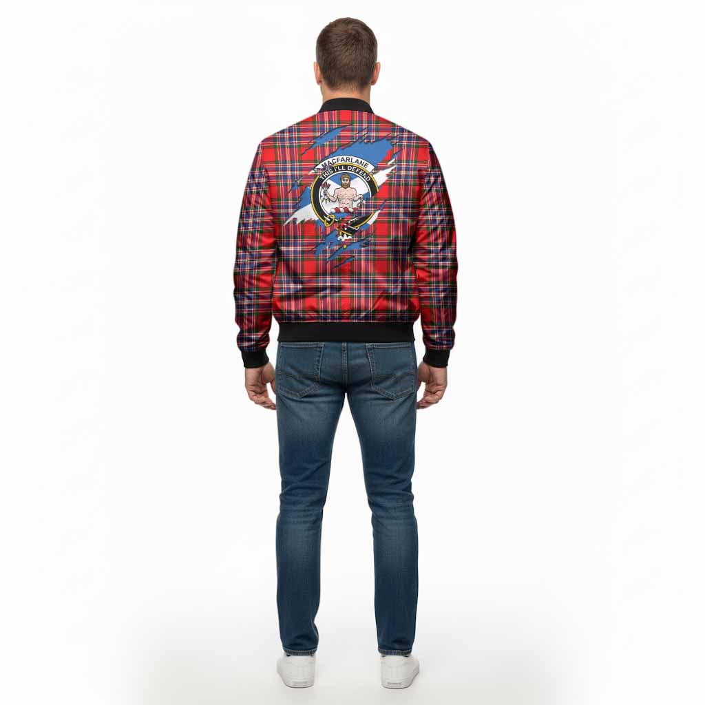 MacFarlane (McFarlane) Clan Crest In Me Tartan Bomber Jacket Scotland Flag Style