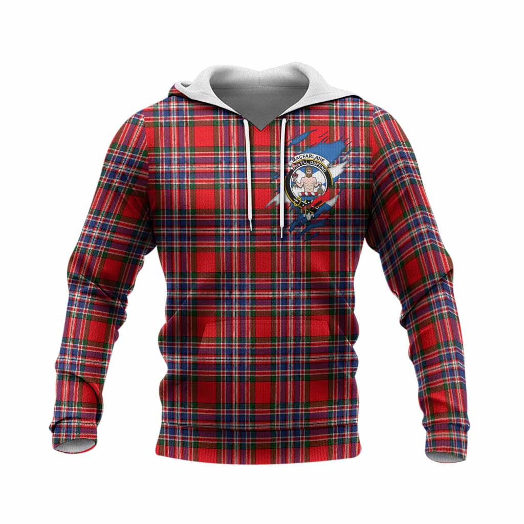 MacFarlane (McFarlane) Clan Crest In Me Tartan Knitted Hoodie Scotland Flag Style