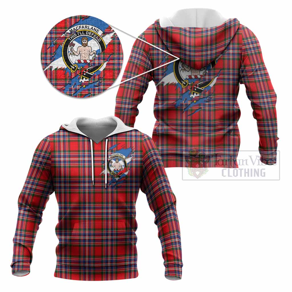MacFarlane (McFarlane) Clan Crest In Me Tartan Knitted Hoodie Scotland Flag Style