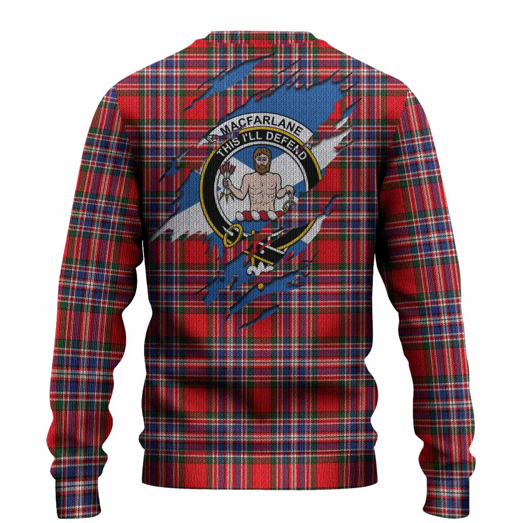 MacFarlane (McFarlane) Clan Crest In Me Tartan Knitted Sweater Scotland Flag Style