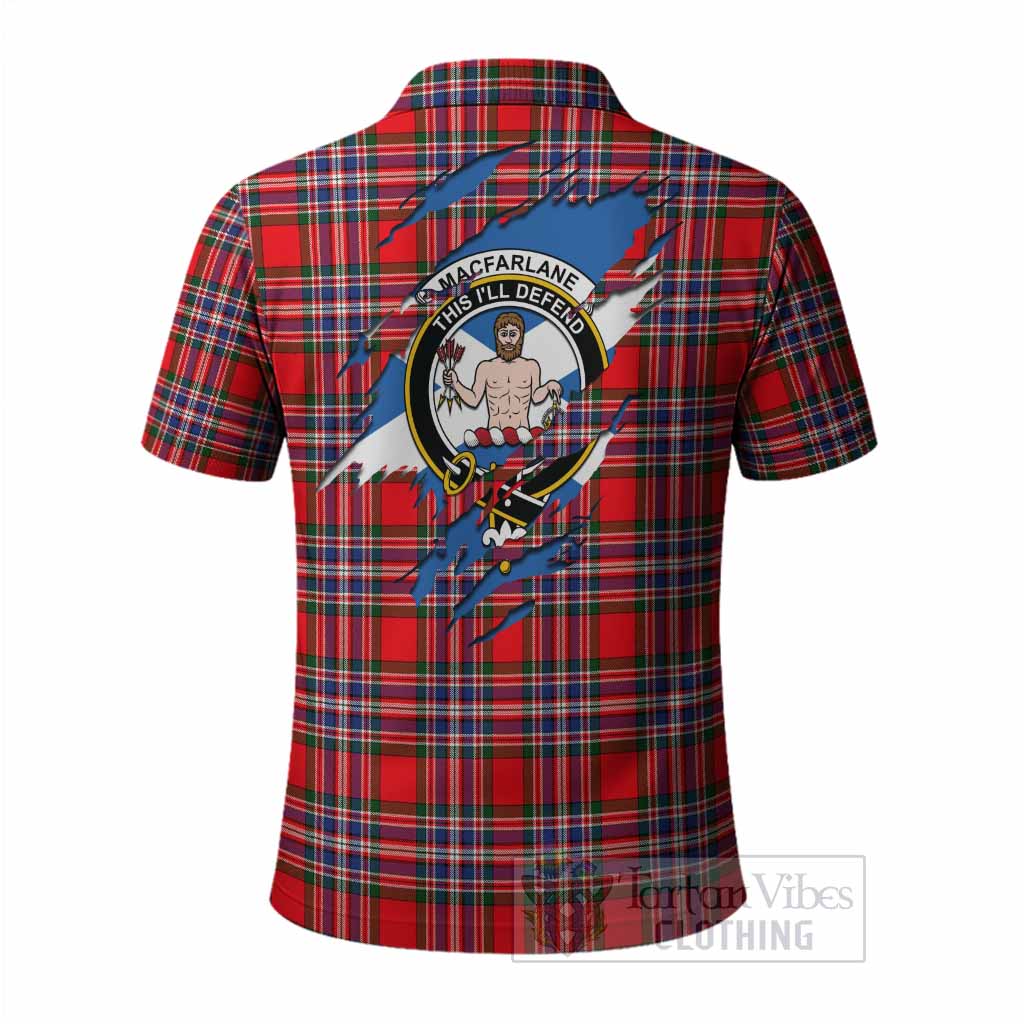 MacFarlane (McFarlane) Clan Crest In Me Tartan Polo Shirt Scotland Flag Style