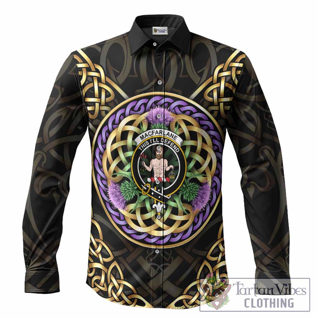 MacFarlane (McFarlane) Clan Crest Long Sleeve Button Shirts Celtic Scottish Thistle