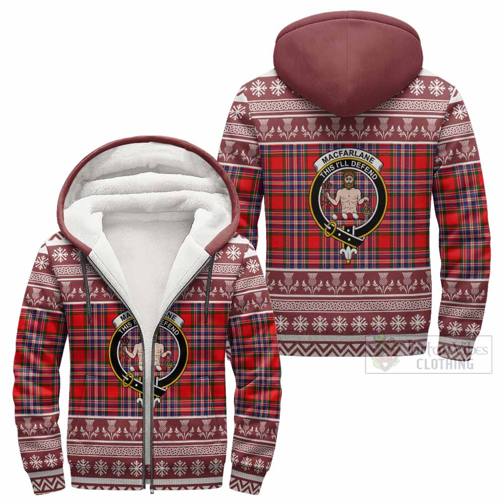 MacFarlane (McFarlane) Clan Tartan Christmas Fleece Hoodie with Family Crest - Tartan Vibes Clothing