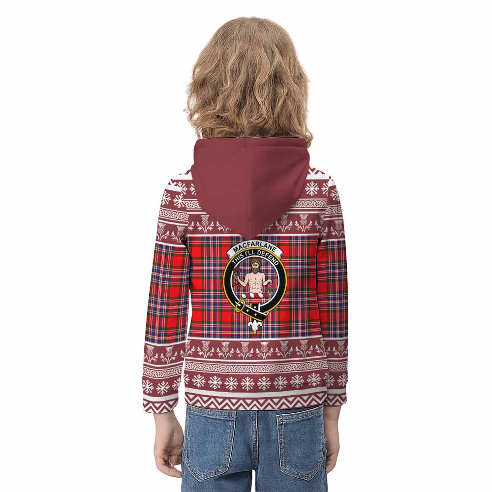 MacFarlane (McFarlane) Clan Tartan Christmas Kid Hoodie with Family Crest - Tartan Vibes Clothing
