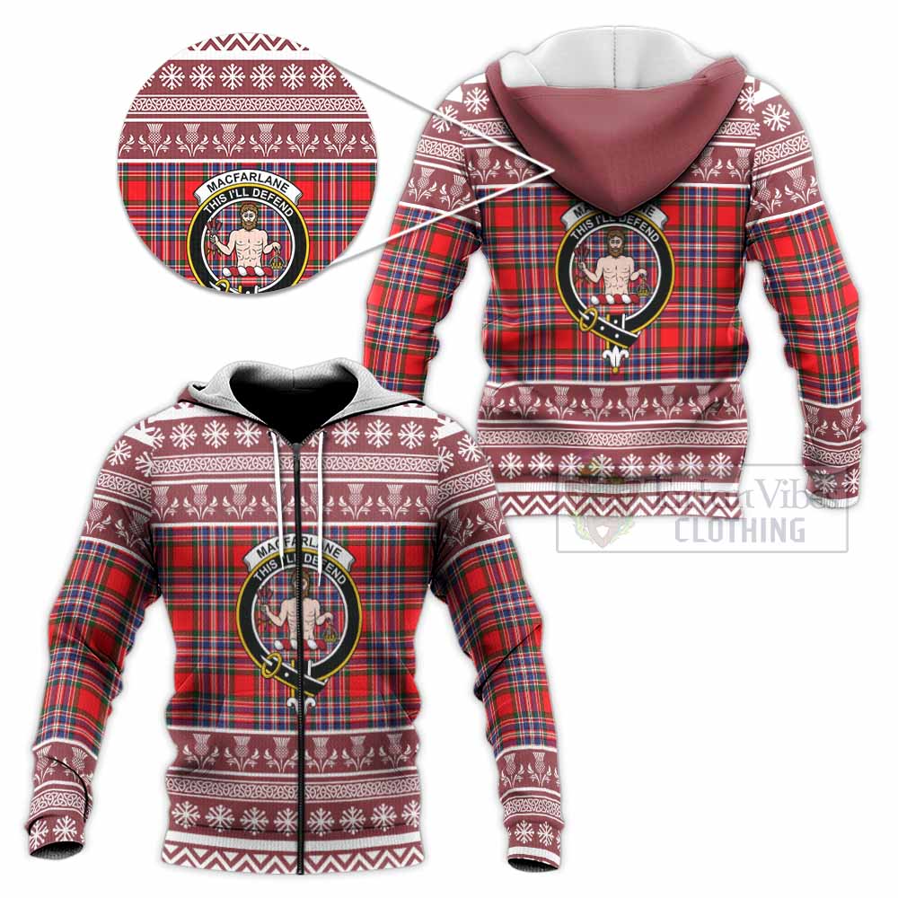MacFarlane (McFarlane) Clan Tartan Christmas Knitted Hoodie with Family Crest - Tartan Vibes Clothing
