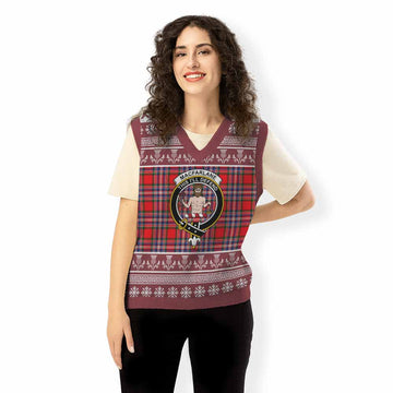 MacFarlane (McFarlane) Clan Tartan Christmas Knitted V-Neck Vest with Family Crest
