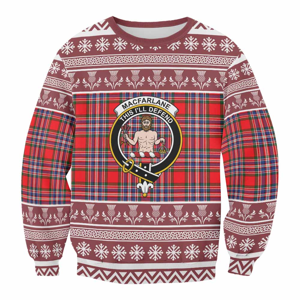 MacFarlane (McFarlane) Clan Tartan Christmas Sweatshirt with Family Crest - Tartan Vibes Clothing