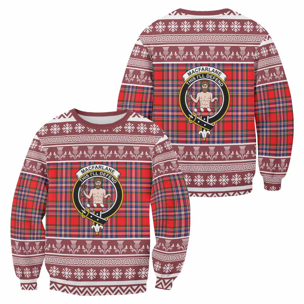 MacFarlane (McFarlane) Clan Tartan Christmas Sweatshirt with Family Crest - Tartan Vibes Clothing