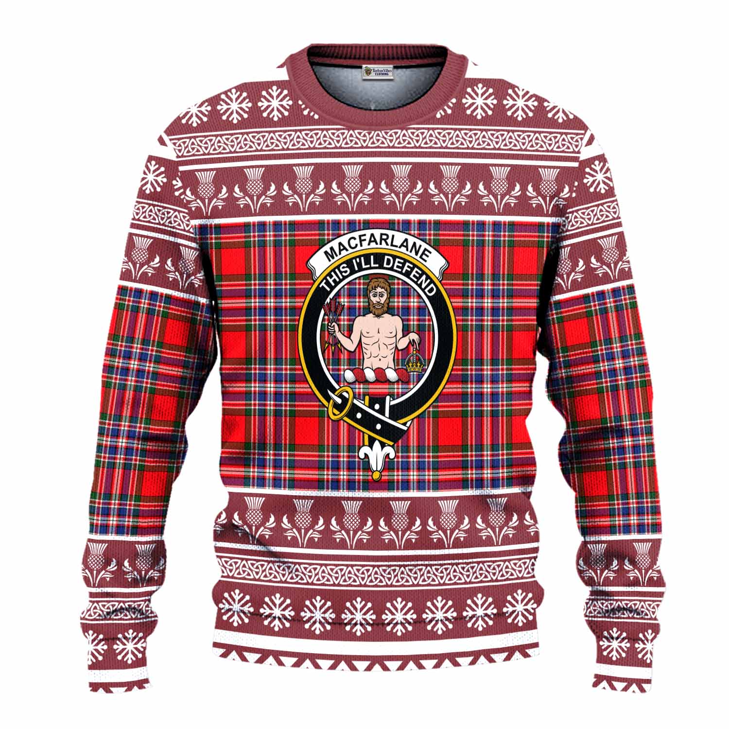 MacFarlane (McFarlane) Clan Tartan Christmas Ugly Sweater with Family Crest - Tartan Vibes Clothing