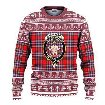 MacFarlane (McFarlane) Clan Tartan Christmas Ugly Sweater with Family Crest
