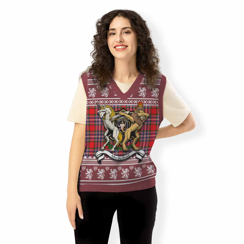 MacFarlane (McFarlane) Clan Tartan Crest Christmas Knitted V-Neck Vest Coat of Arms Funny Style - Tartan Vibes Clothing