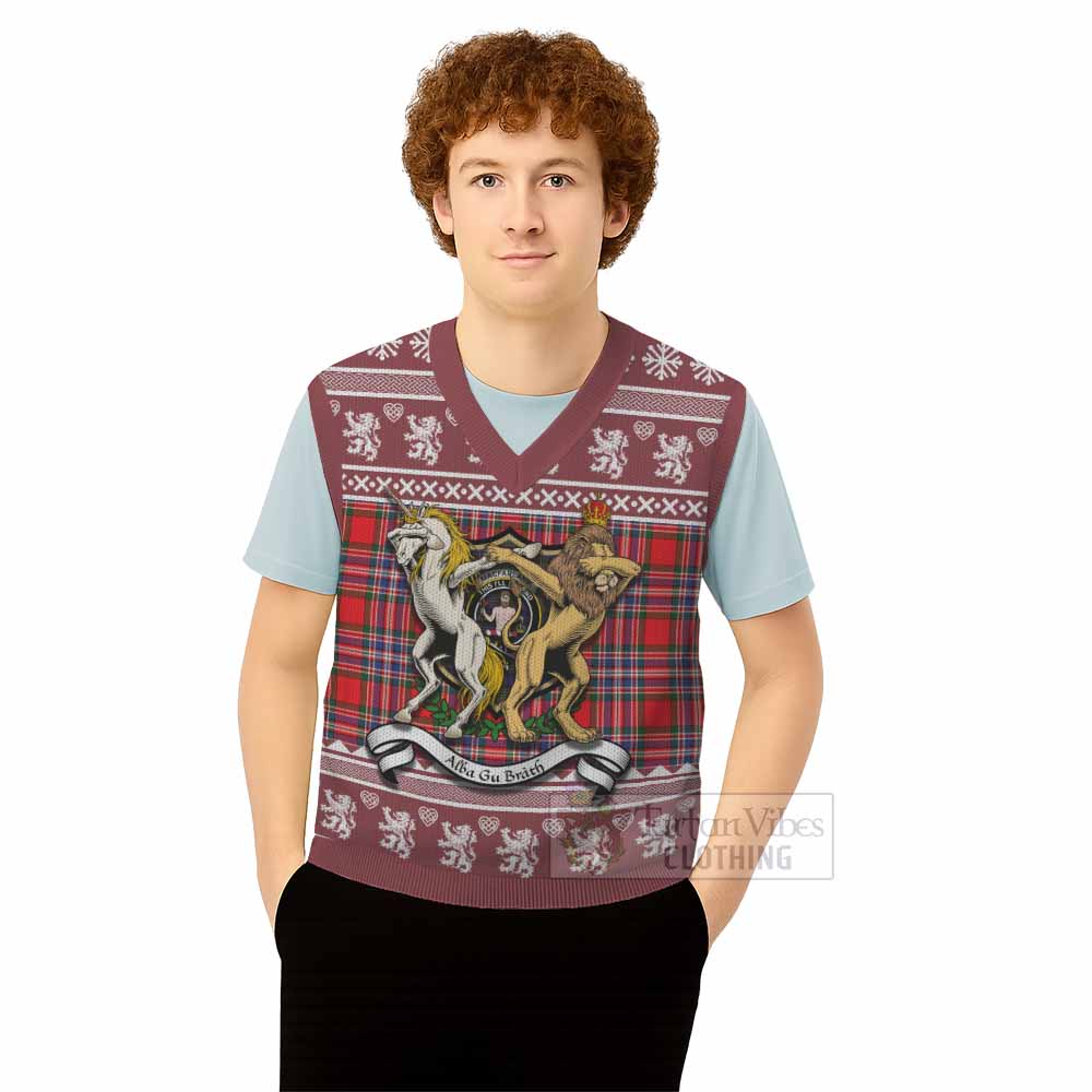 MacFarlane (McFarlane) Clan Tartan Crest Christmas Knitted V-Neck Vest Coat of Arms Funny Style - Tartan Vibes Clothing