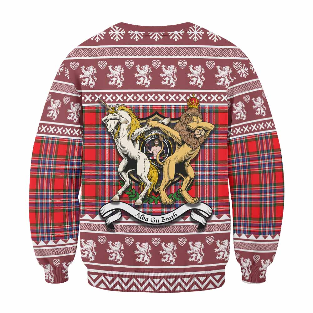 MacFarlane (McFarlane) Clan Tartan Crest Christmas Sweatshirt Coat of Arms Funny Style - Tartan Vibes Clothing