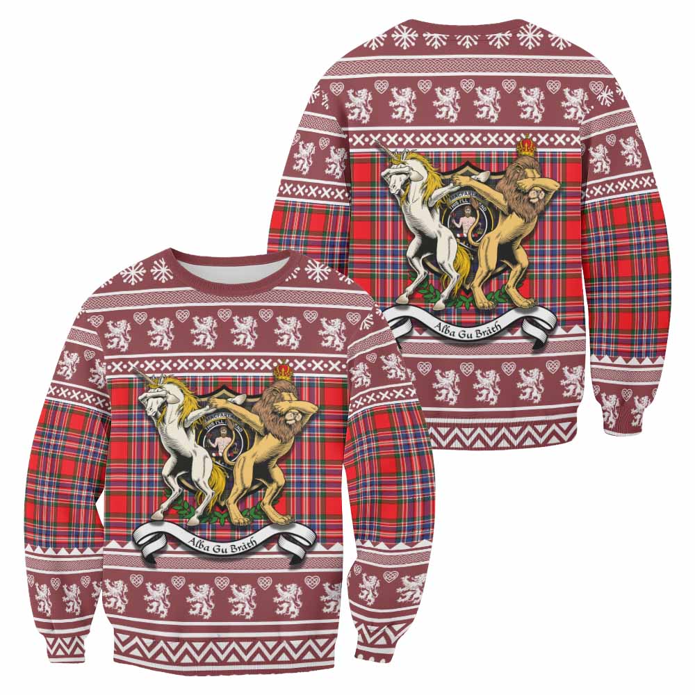 MacFarlane (McFarlane) Clan Tartan Crest Christmas Sweatshirt Coat of Arms Funny Style - Tartan Vibes Clothing