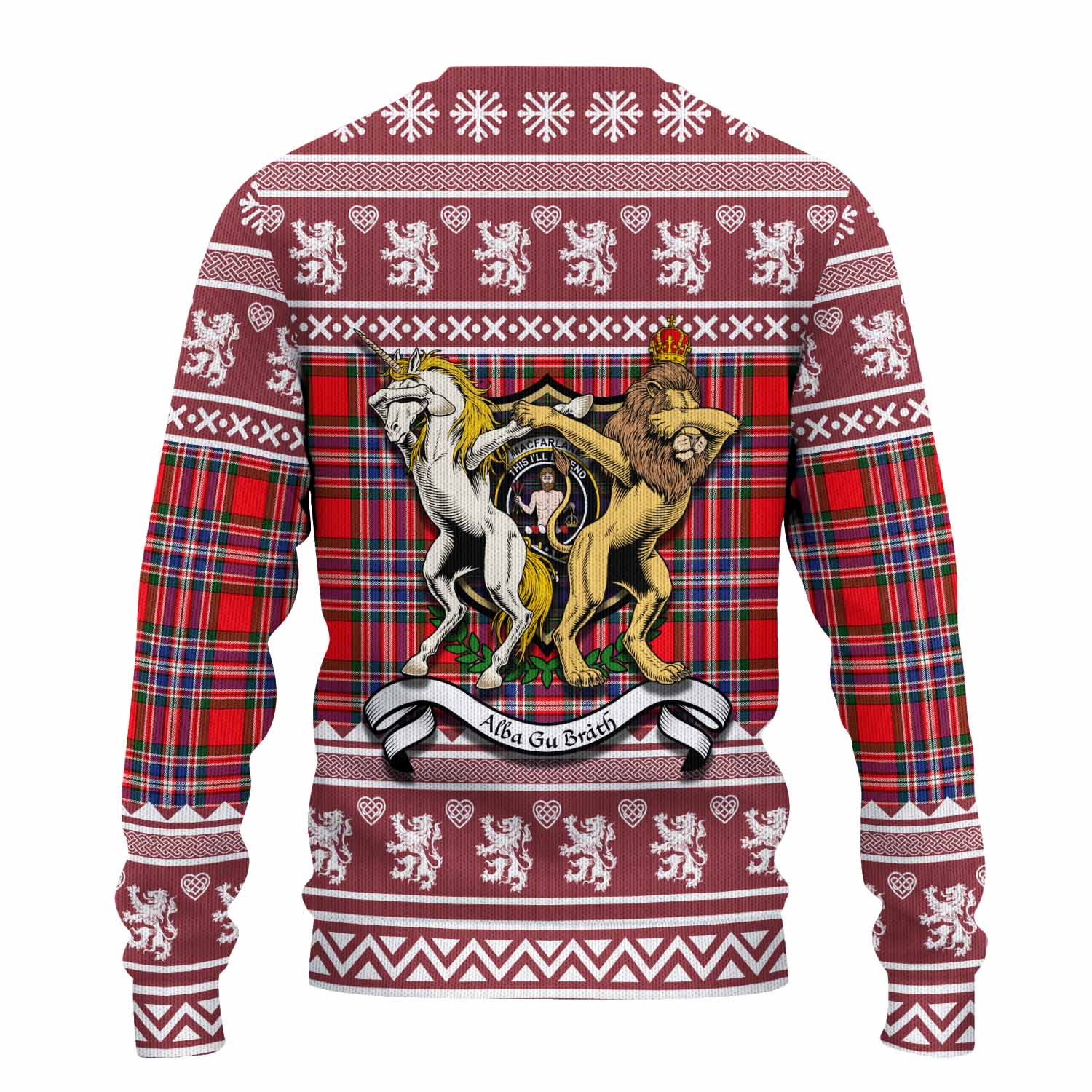 MacFarlane (McFarlane) Clan Tartan Crest Christmas Ugly Sweater Coat of Arms Funny Style - Tartan Vibes Clothing