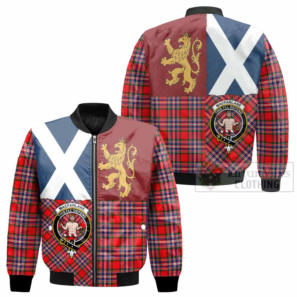 MacFarlane (McFarlane) Crest Tartan Bomber Jacket with Lion Rampant Saltire Style