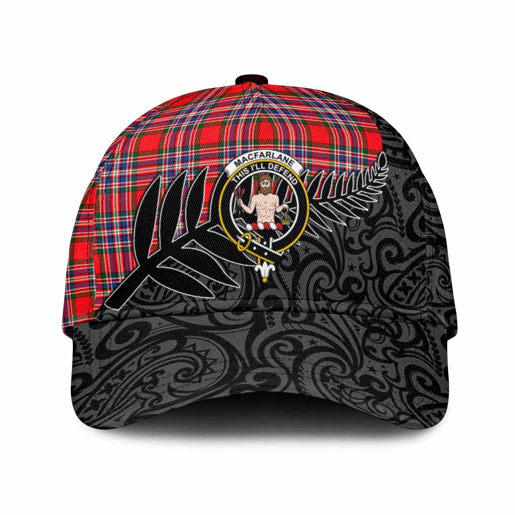 MacFarlane (McFarlane) Crest Tartan Classic Cap with New Zealand Silver Fern Half Style