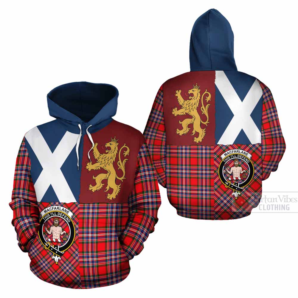 MacFarlane (McFarlane) Crest Tartan Cotton Hoodie with Lion Rampant Saltire Style - Tartan Vibes Clothing