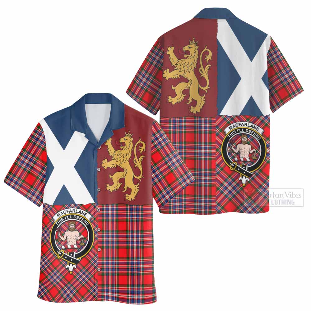 MacFarlane (McFarlane) Crest Tartan Hawaiian Shirt with Lion Rampant Saltire Style
