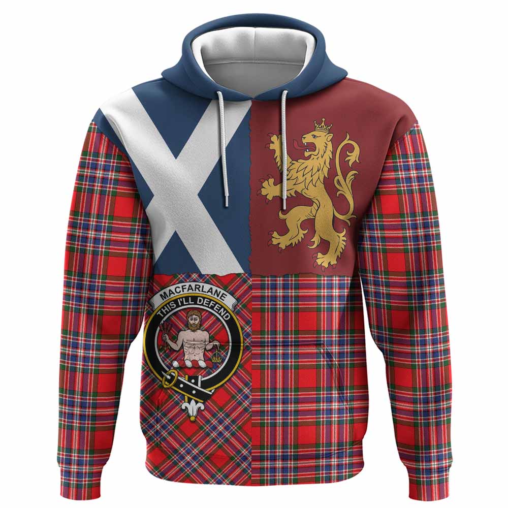 MacFarlane (McFarlane) Crest Tartan Hoodie with Lion Rampant Saltire Style