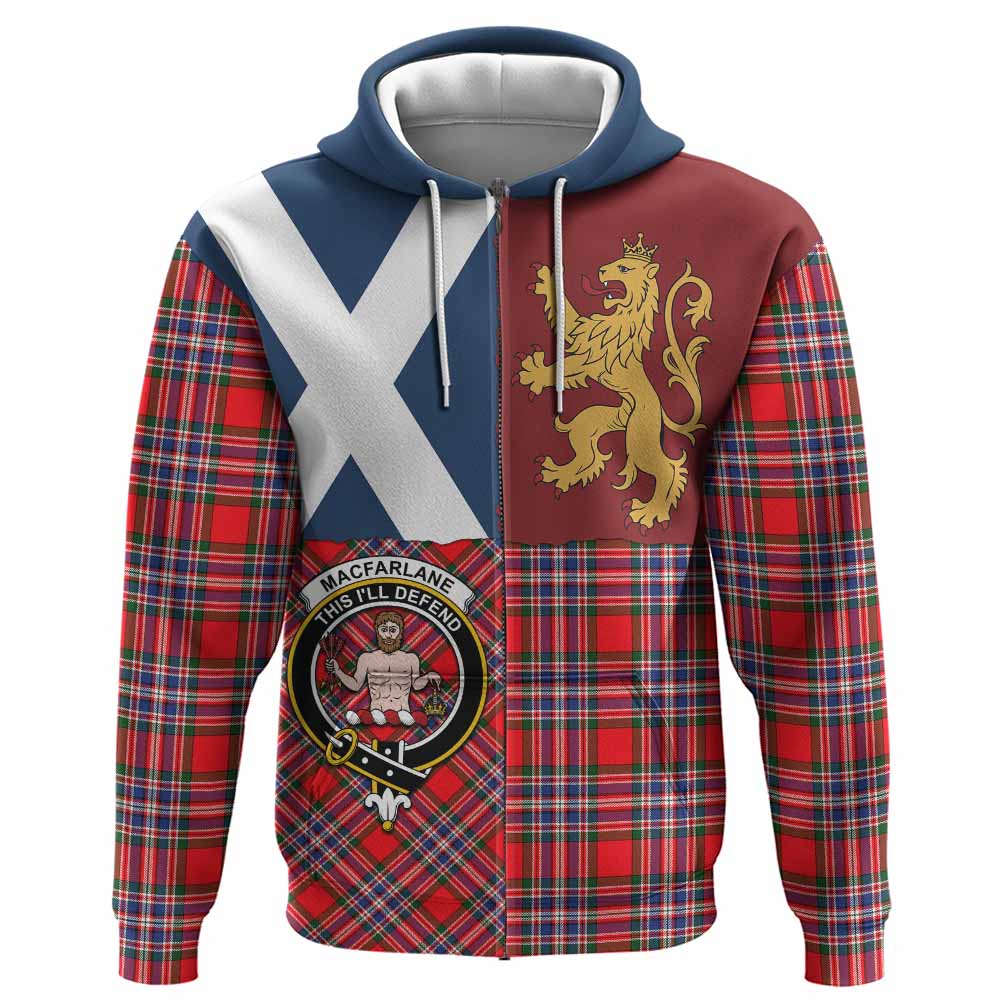MacFarlane (McFarlane) Crest Tartan Hoodie with Lion Rampant Saltire Style