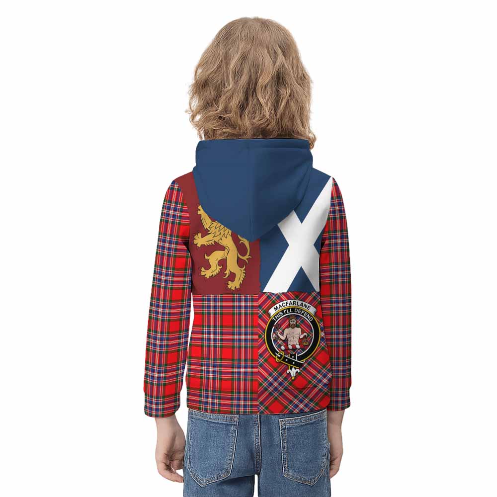 MacFarlane (McFarlane) Crest Tartan Kid Hoodie with Lion Rampant Saltire Style - Tartan Vibes Clothing