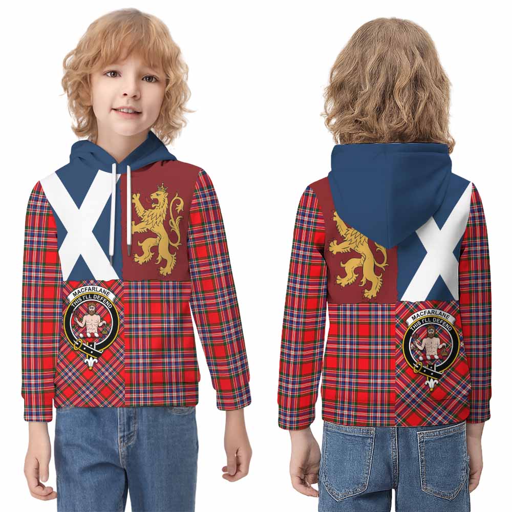 MacFarlane (McFarlane) Crest Tartan Kid Hoodie with Lion Rampant Saltire Style - Tartan Vibes Clothing