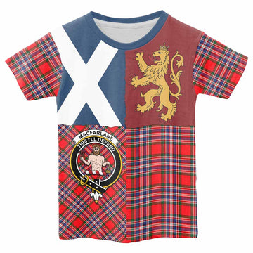 MacFarlane (McFarlane) Crest Tartan Kid T-shirt with Lion Rampant Saltire Style