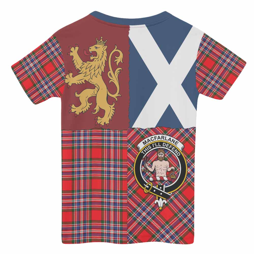 MacFarlane (McFarlane) Crest Tartan Kid T-shirt with Lion Rampant Saltire Style - Tartan Vibes Clothing