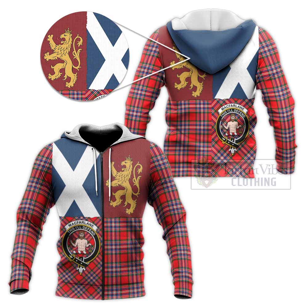 MacFarlane (McFarlane) Crest Tartan Knitted Hoodie with Lion Rampant Saltire Style
