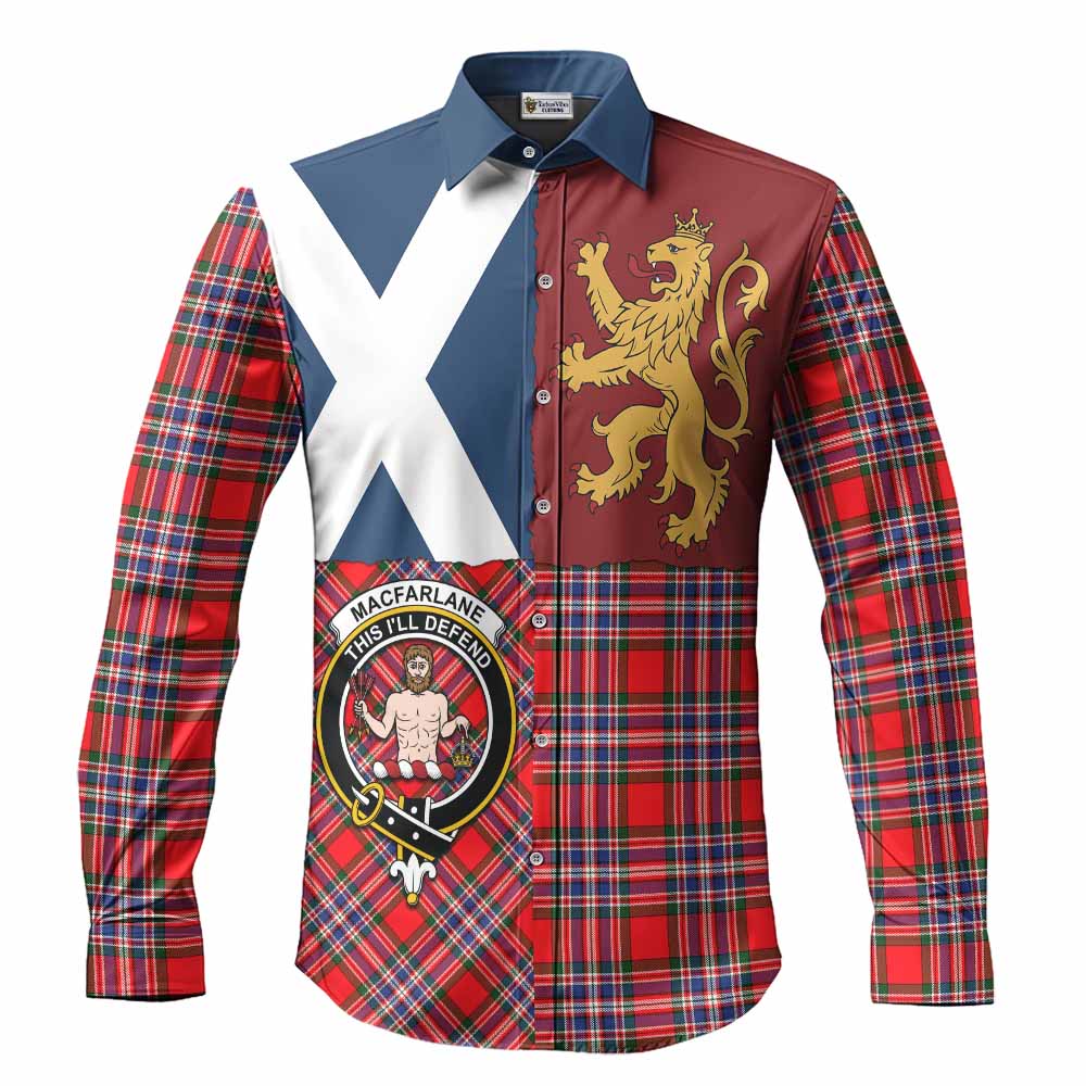MacFarlane (McFarlane) Crest Tartan Long Sleeve Button Shirts with Lion Rampant Saltire Style