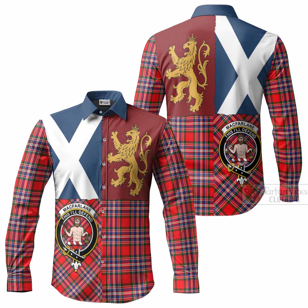 MacFarlane (McFarlane) Crest Tartan Long Sleeve Button Shirts with Lion Rampant Saltire Style