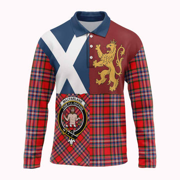 MacFarlane (McFarlane) Crest Tartan Long Sleeve Polo Shirt with Lion Rampant Saltire Style
