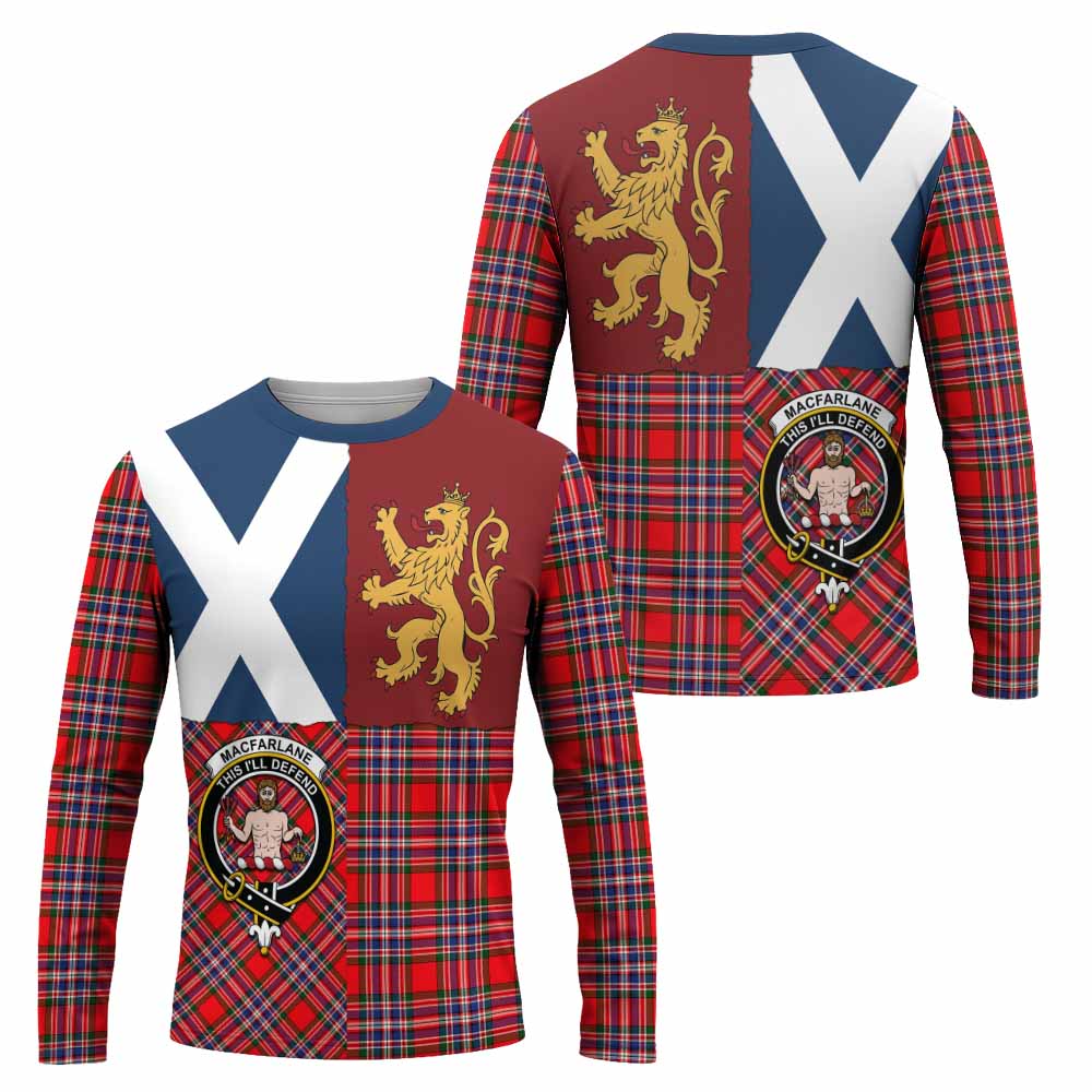MacFarlane (McFarlane) Crest Tartan Long Sleeve T-Shirt with Lion Rampant Saltire Style