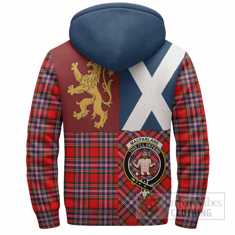 MacFarlane (McFarlane) Crest Tartan Sherpa Hoodie with Lion Rampant Saltire Style