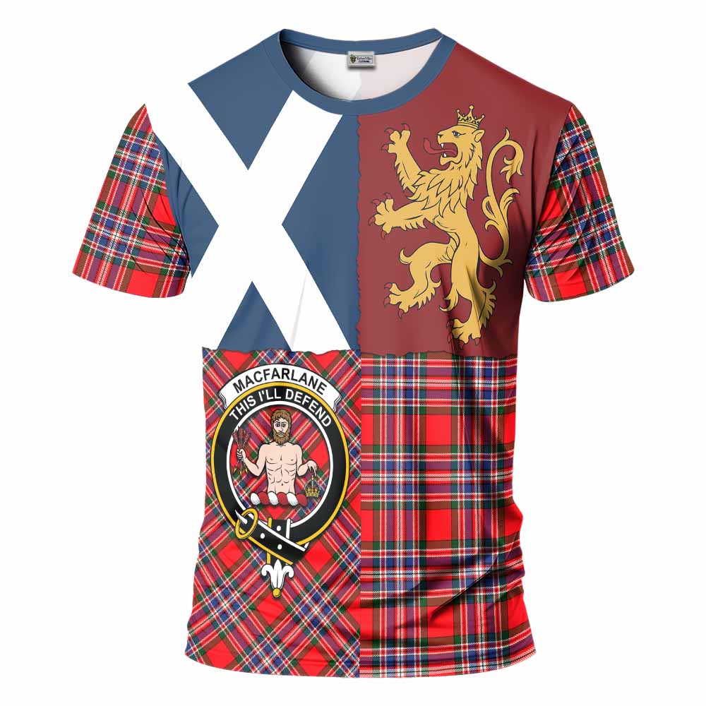 MacFarlane (McFarlane) Crest Tartan T-Shirt with Lion Rampant Saltire Style